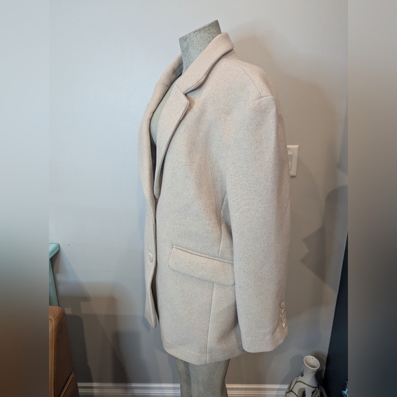 Wool Blend Oversized Blazer Jacket Coat Oversized L/XL Color cream- Sand - Picture 4 of 11